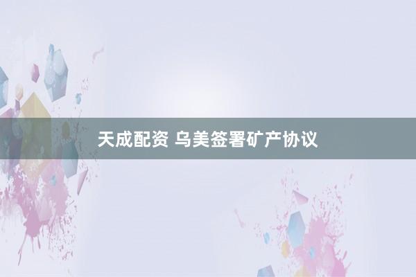 天成配资 乌美签署矿产协议