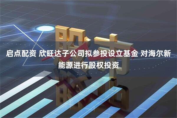 启点配资 欣旺达子公司拟参投设立基金 对海尔新能源进行股权投资
